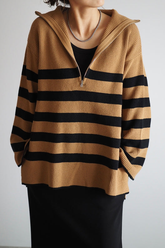 Half Zip Border Knit