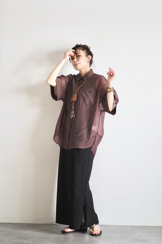 ANC刺繍シアーシャツ